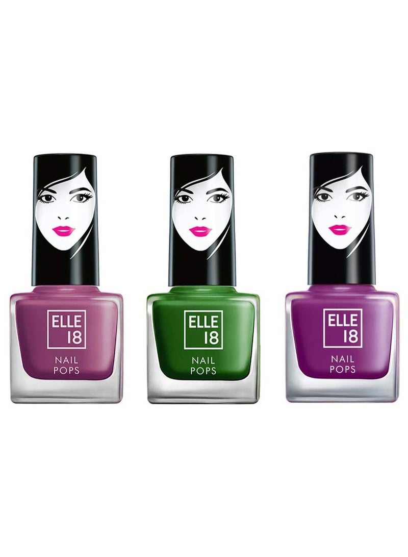 إل 18 طلاء أظافر Elle 18 Nail Pops، اللون 162، وطلاء أظافر Elle 18 Nail Pops، اللون 161، بلمسة نهائية لامعة وغير لامعة، 5 مل، وطلاء أظافر Elle 18 Nail Pops، اللون 157، بلمسة نهائية لامعة وغير لامعة، 5 مل - Image 1